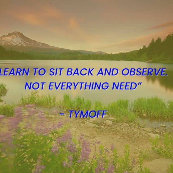 learn to sit back and observe. not everything need – tymoff